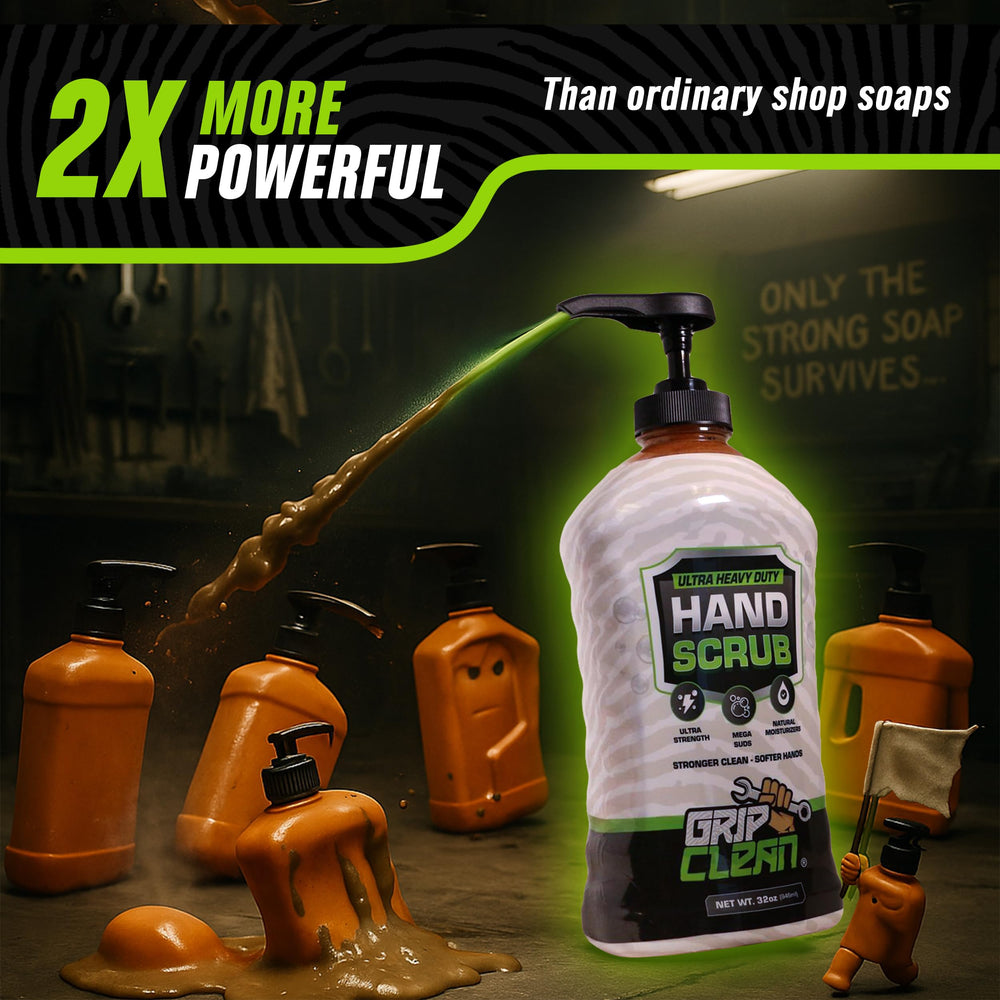 Grip Clean coconut oil moisturizes hands after tough mechanical tasks.