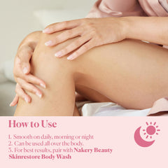 Nakery body butter crepey skin tightening closeup shows improved texture.