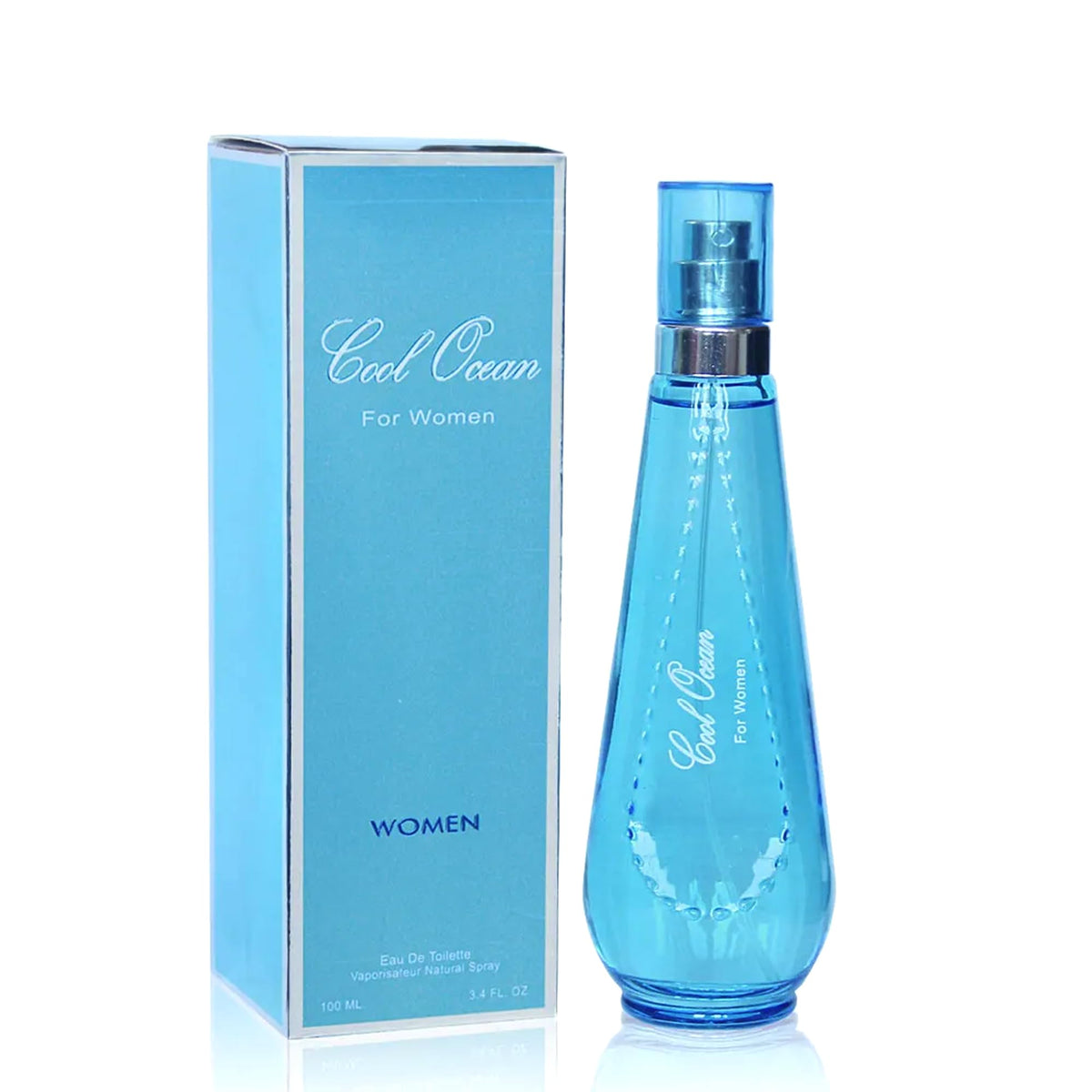 A Center Cool Ocean bottle pour displaying a fresh, versatile daily fragrance for all skin types.