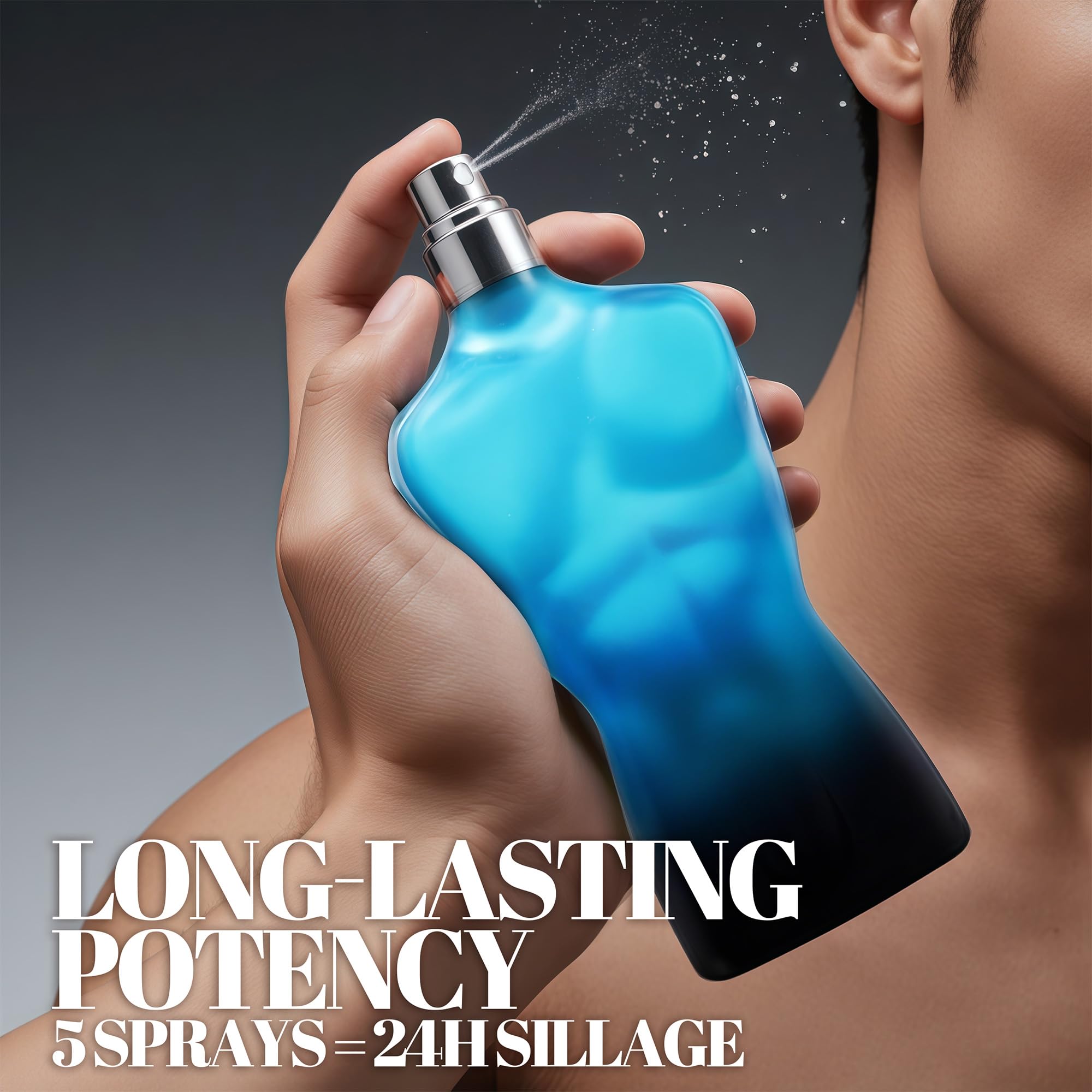 Lifestyle shot featuring A CENTER perfume in a daily routine context.