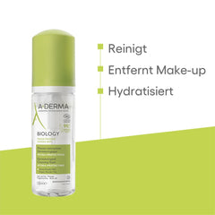 A-Derma Biology Mousse 150ml natural ingredients on label emphasize plant extracts.