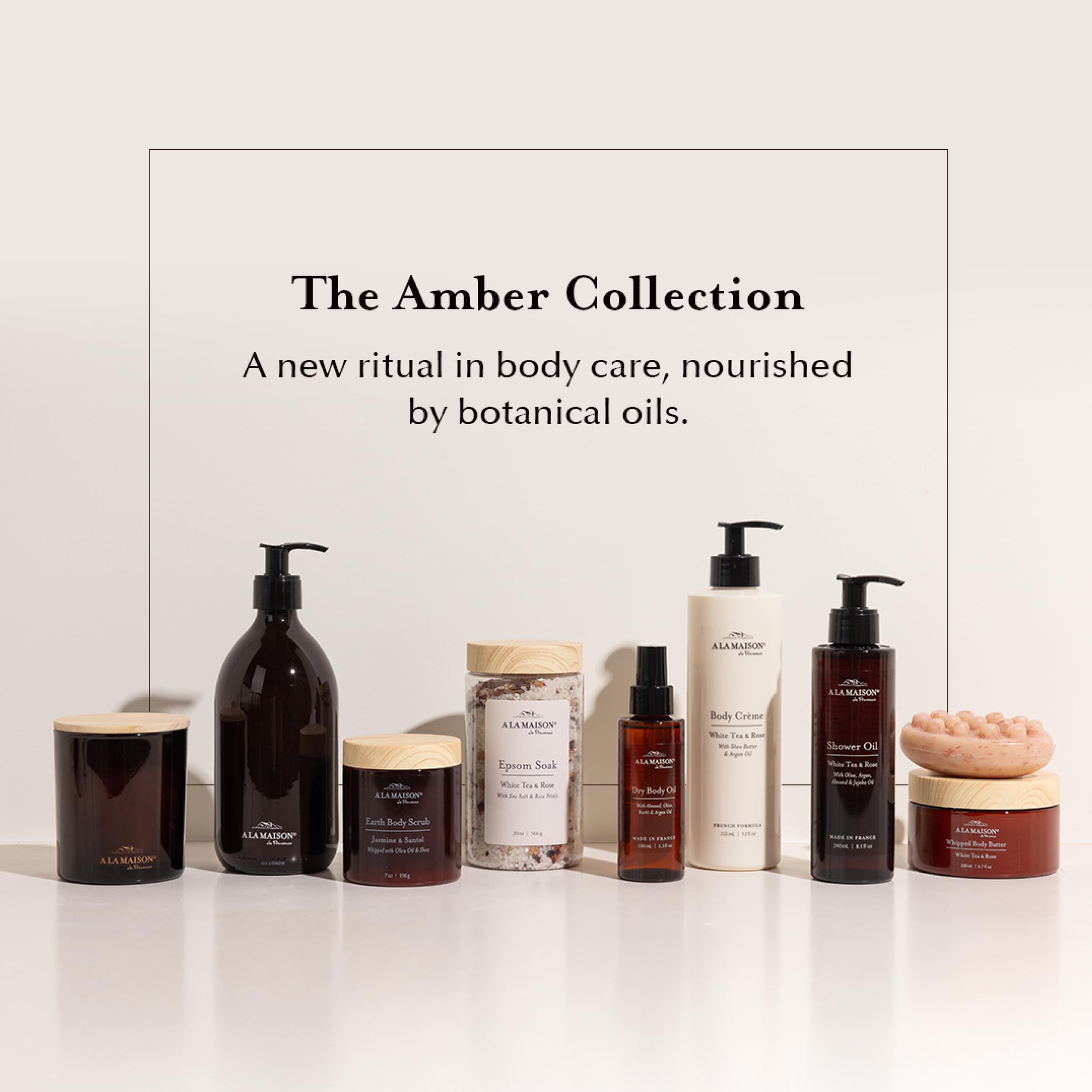 A La Maison Amber Collection bottle is recyclable, supporting sustainability.