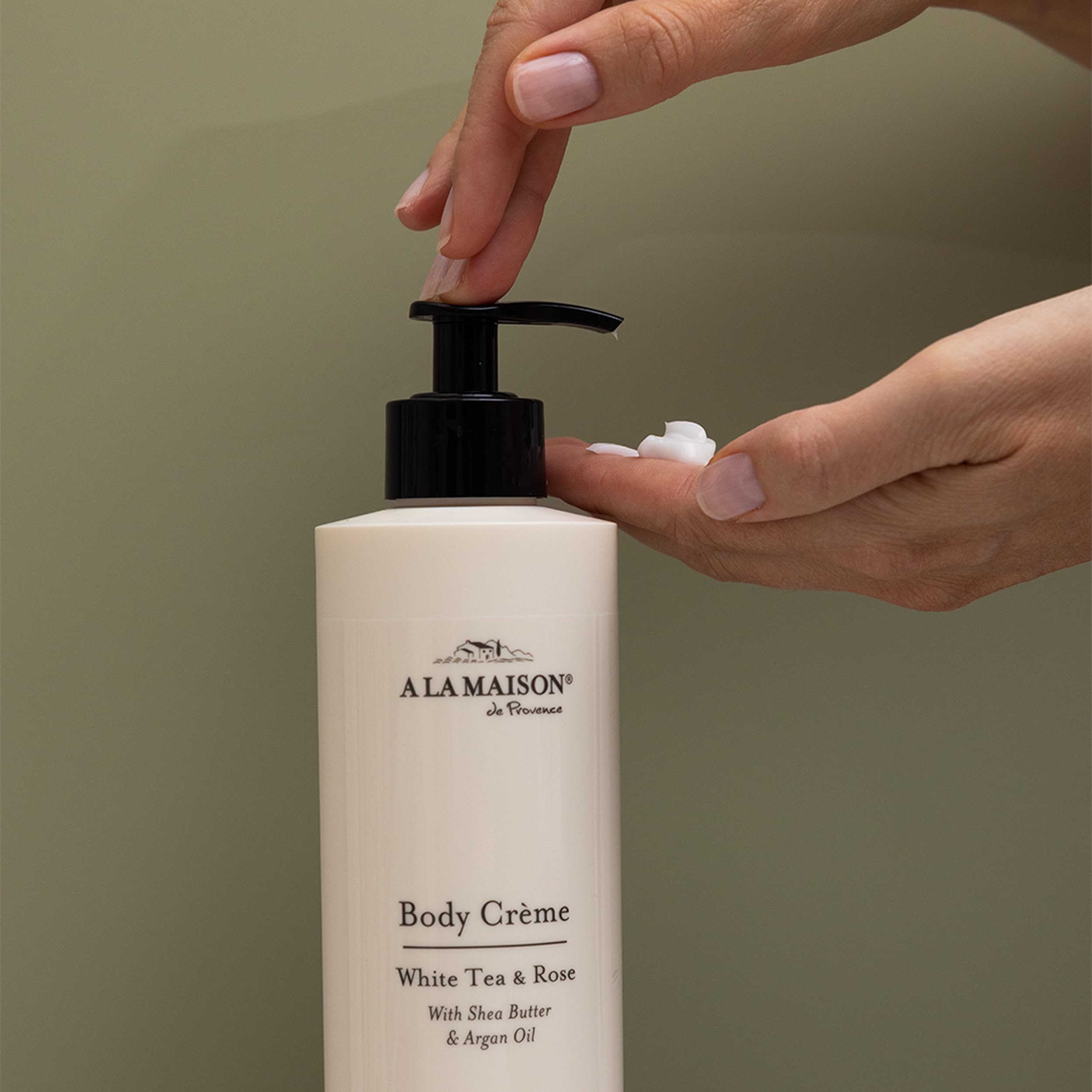 A LA MAISON argan and avocado oils highlight nourishing formula.
