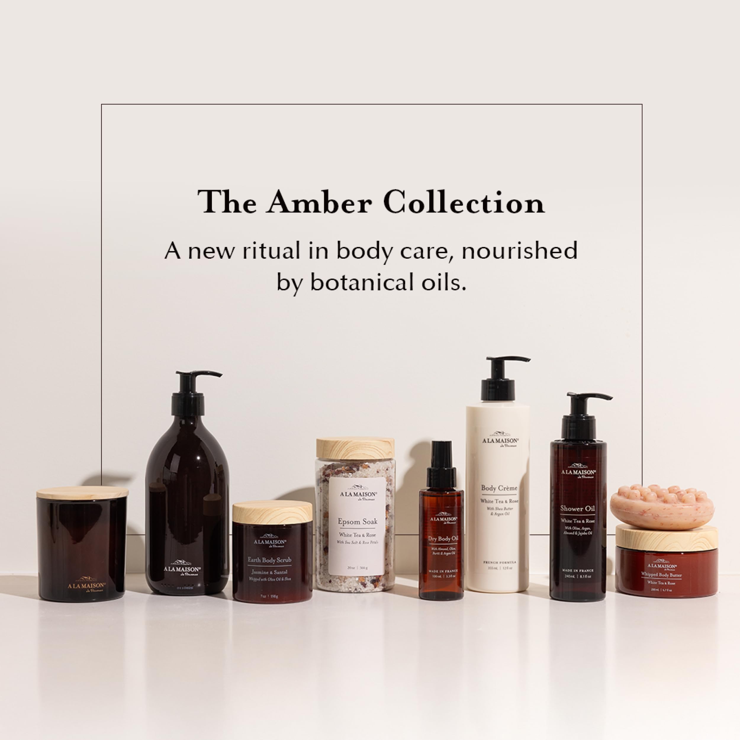 A LA MAISON Amber Collection label signals premium French craft.