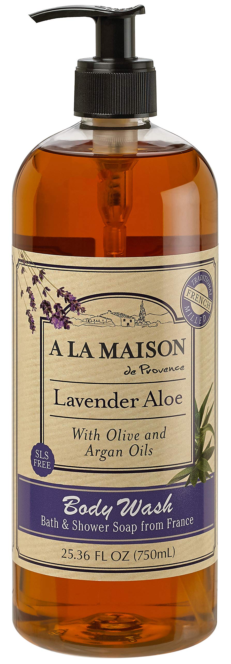 A LA MAISON Lavender Body Wash bottle, soothing scent for gentle skin cleansing.