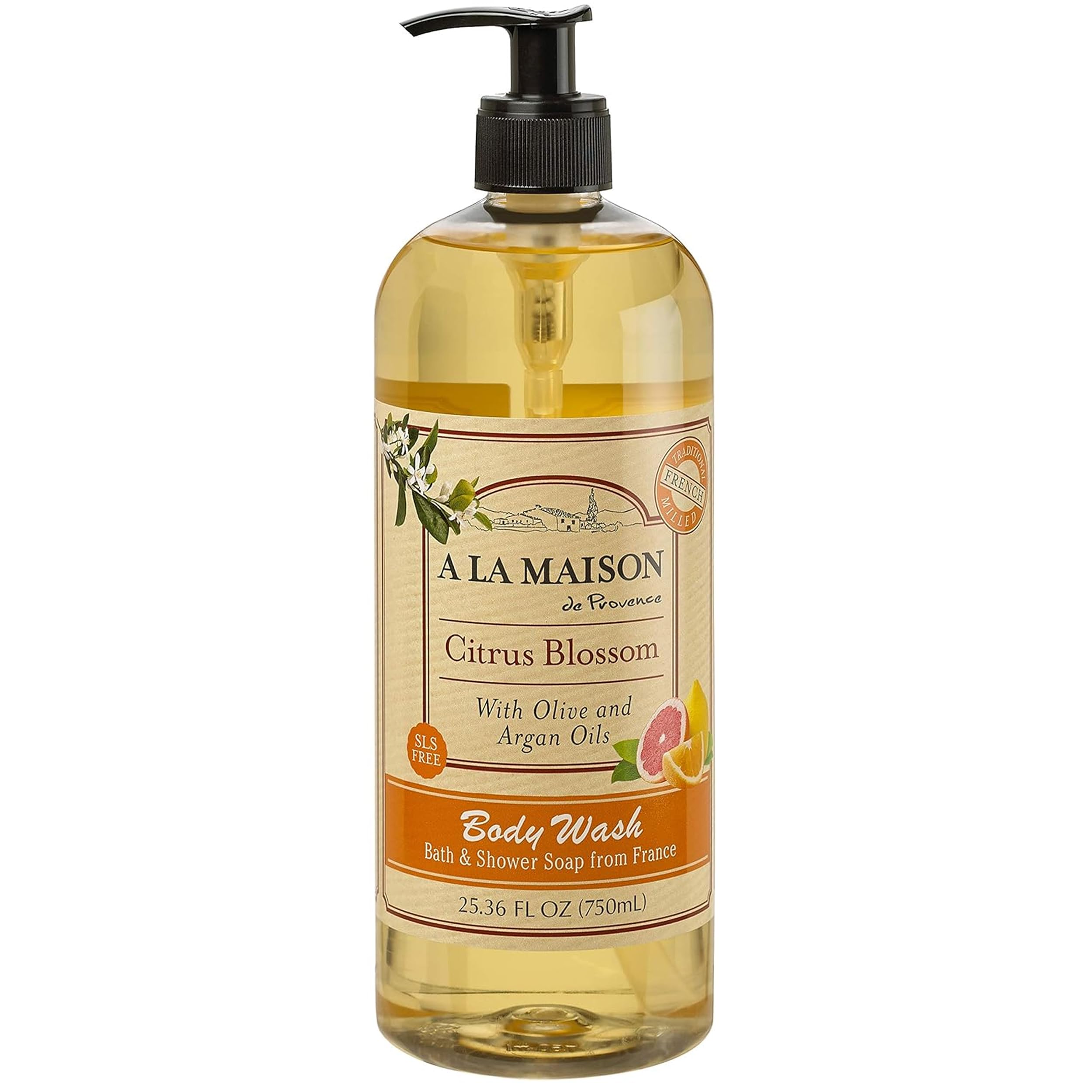 A LA MAISON Citrus Blossom bottle, inviting a gentle, skin-soothing cleanse.