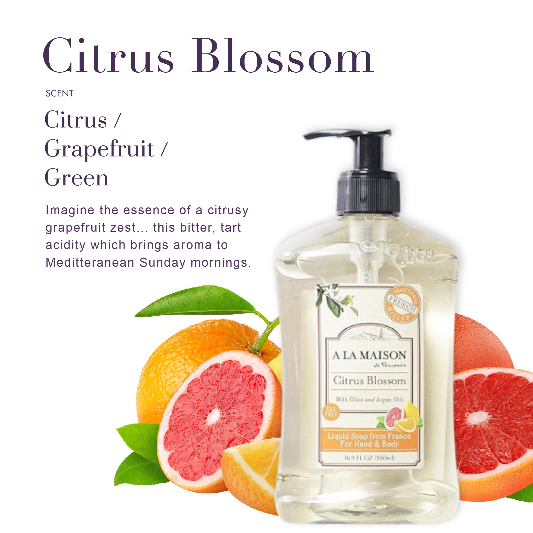 Close-up of Citrus Blossom label – natural fragrance from essential oils.