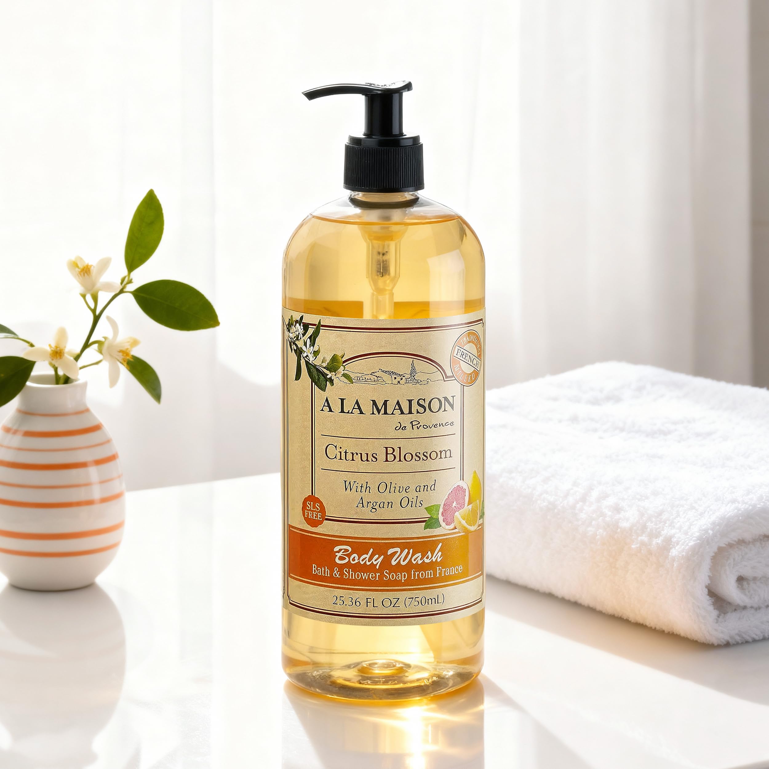 A LA MAISON Citrus Blossom lather closeup highlighting a creamy, moisturizing foam.