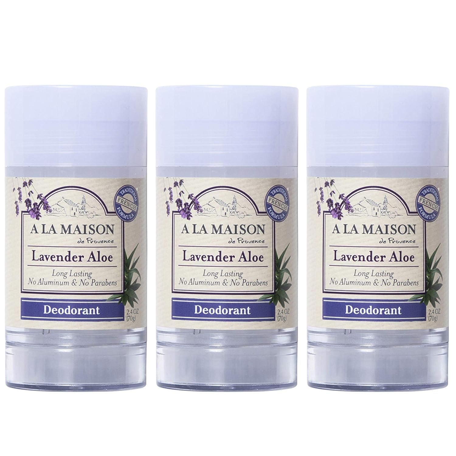 A La Maison Lavender Aloe deodorant packaging ready for travel and daily use