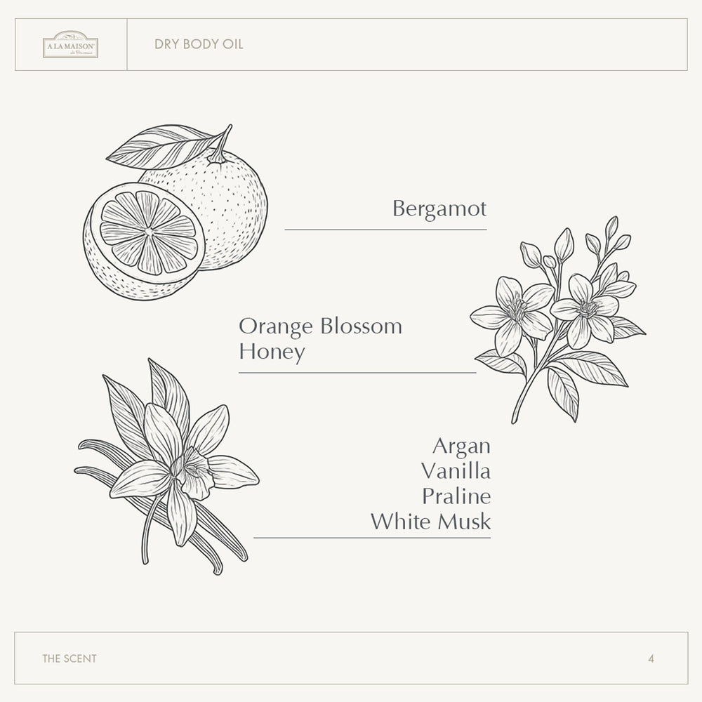 A LA MAISON oil application on arm demonstrates quick absorption.