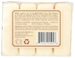 A LA MAISON goat milk bar soap closeup texture shows creamy lather