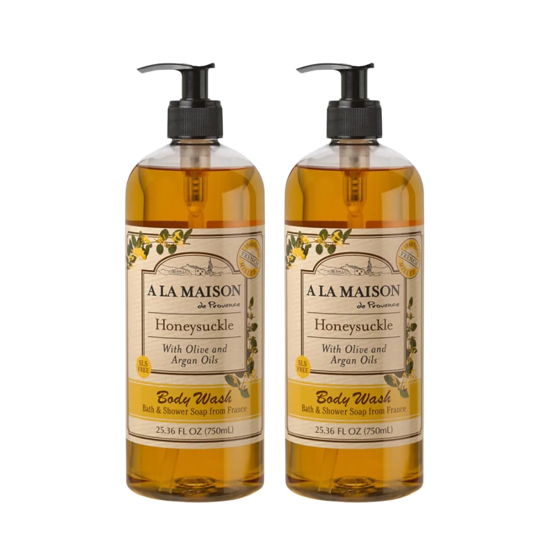 A LA MAISON Honeysuckle body wash bottle for gentle cleansing.