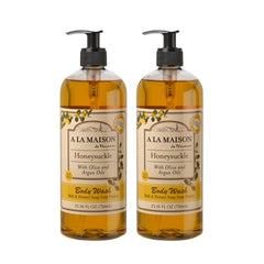 A LA MAISON Honeysuckle body wash bottle for gentle cleansing.