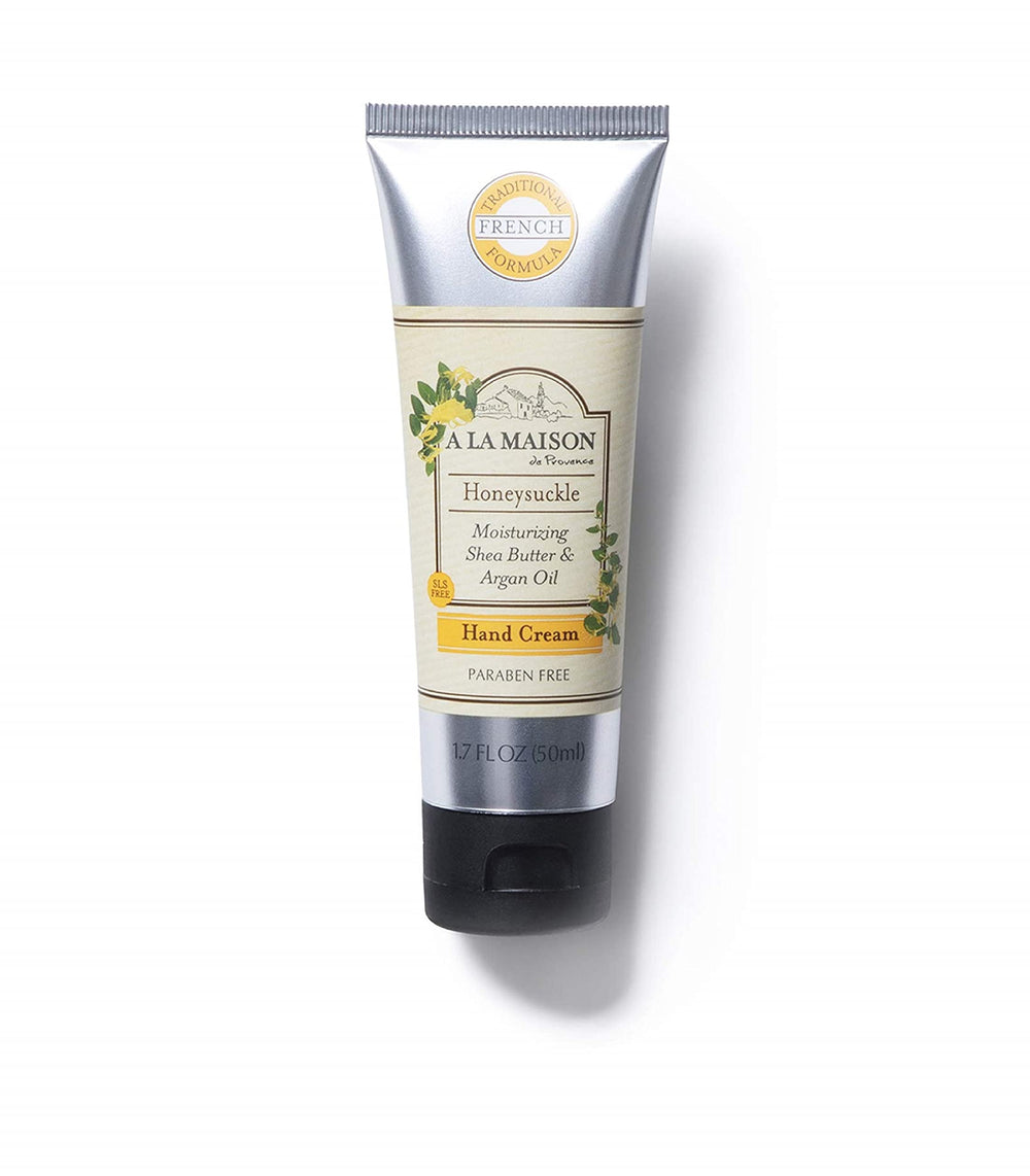 Close-up of argan oil and shea butter ingredients in Honeysuckle moisturizer.