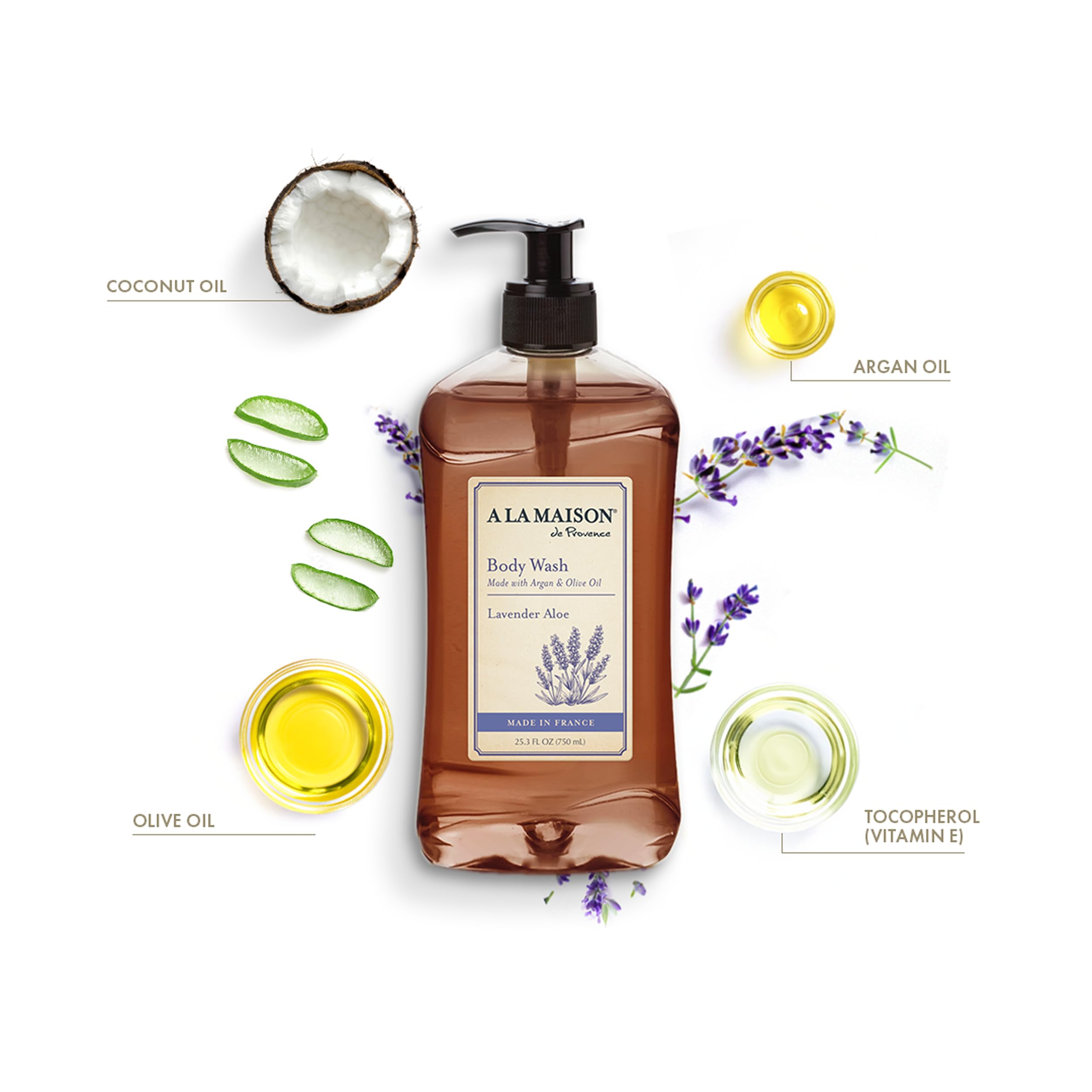 A La Maison Lavender Aloe packaging highlights premium natural ingredients and French craftsmanship.
