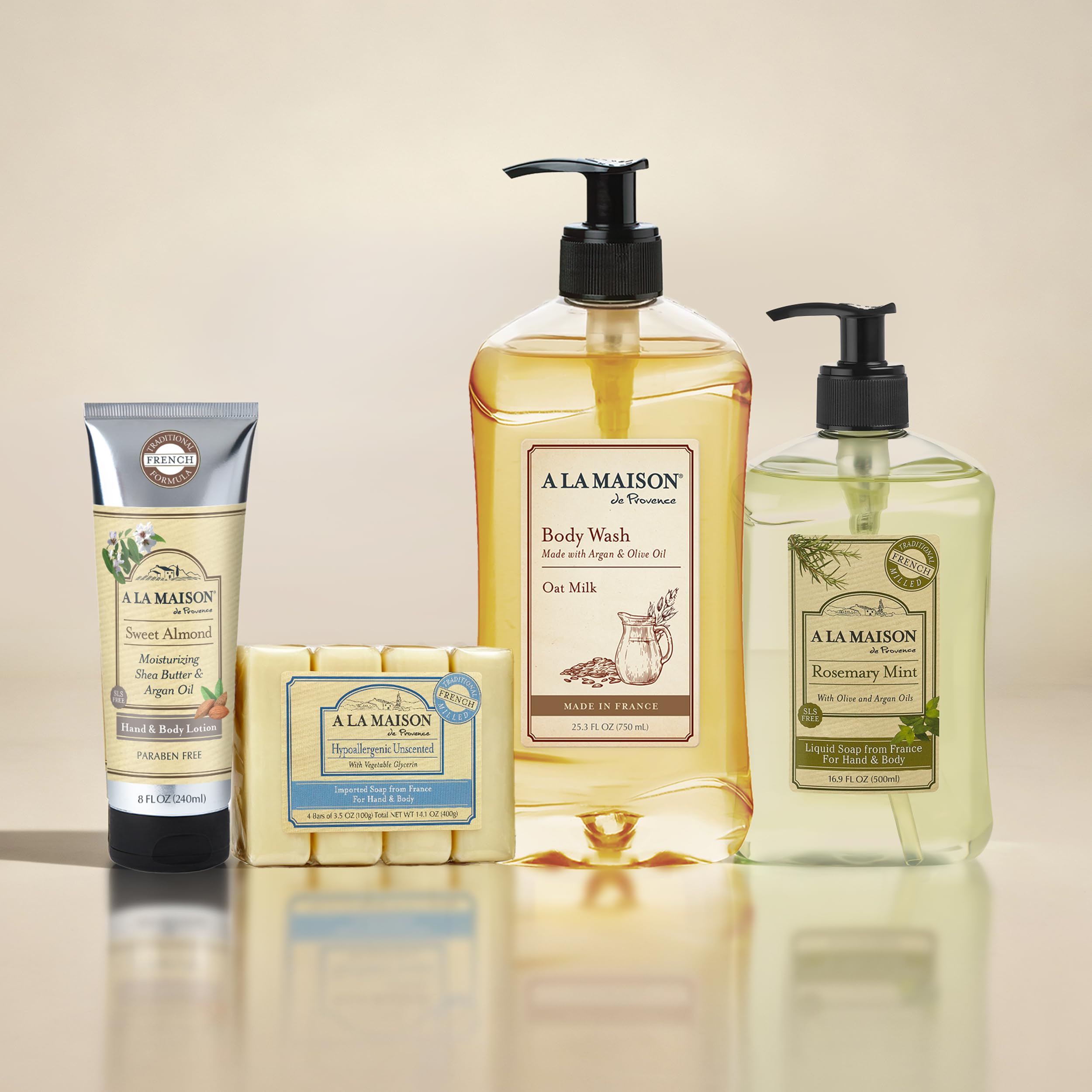 A La Maison Lavender Aloe Body Wash texture close-up, creamy and non-sticky feel.