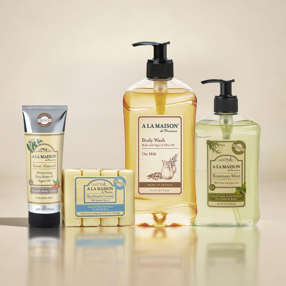 A La Maison Lavender Aloe Body Wash texture close-up, creamy and non-sticky feel.