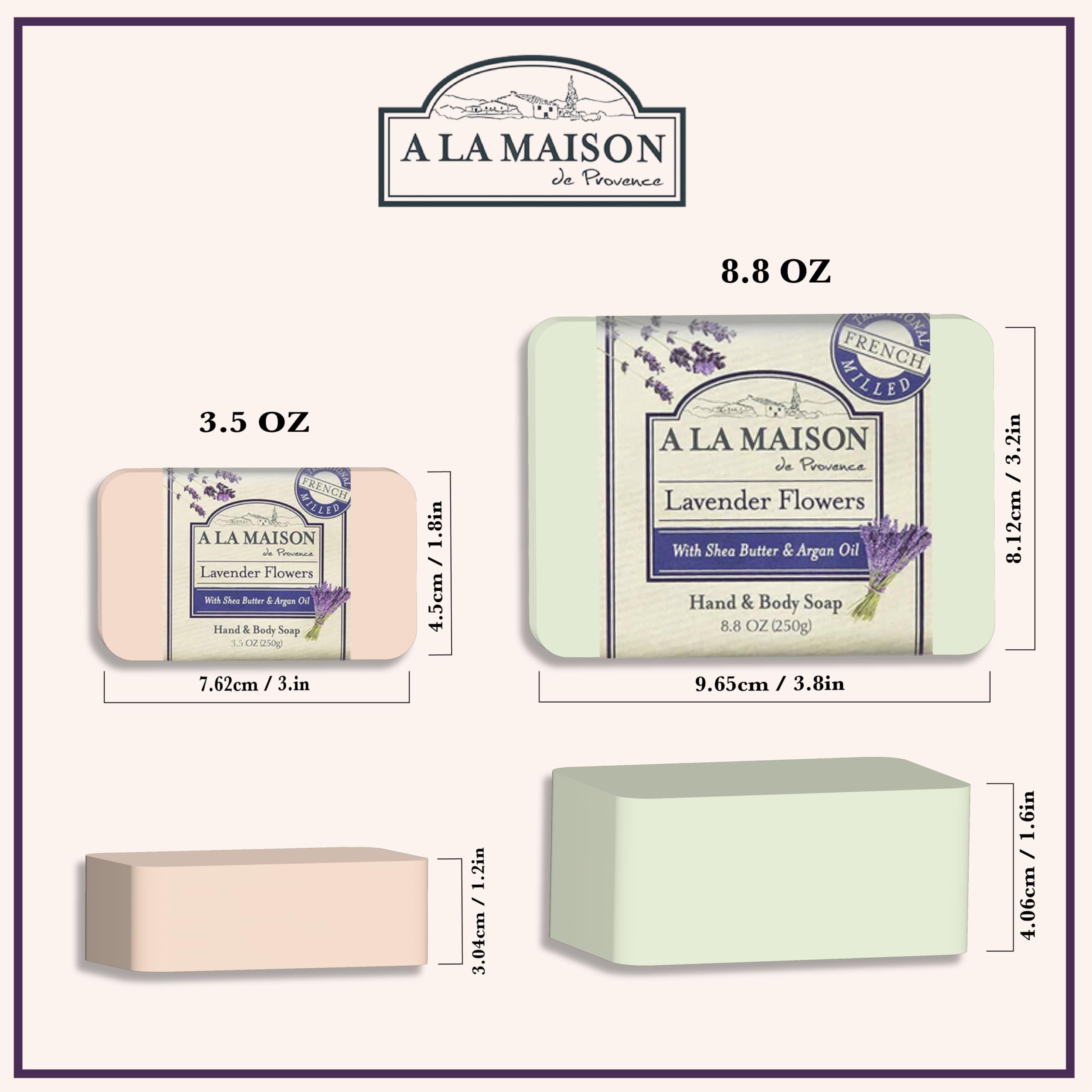 A LA MAISON Lavender Flower Bar Soap close up of creamy lather highlighting gentle hydration