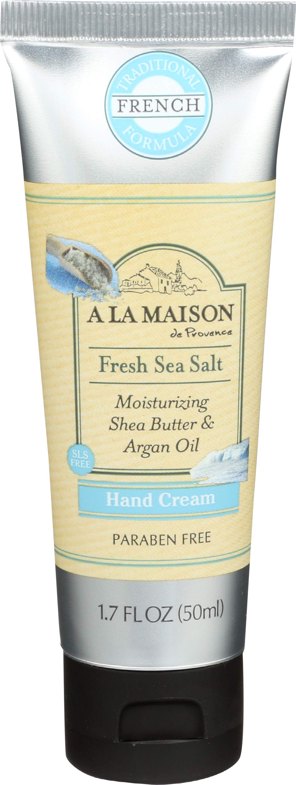 A LA MAISON Moisturizing Cream Fresh Sea Salt label highlights the plant-based formula for daily hydration.