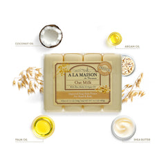 A LA MAISON Oat Milk Bar Soap triple milled detail, dense bar for long-lasting use