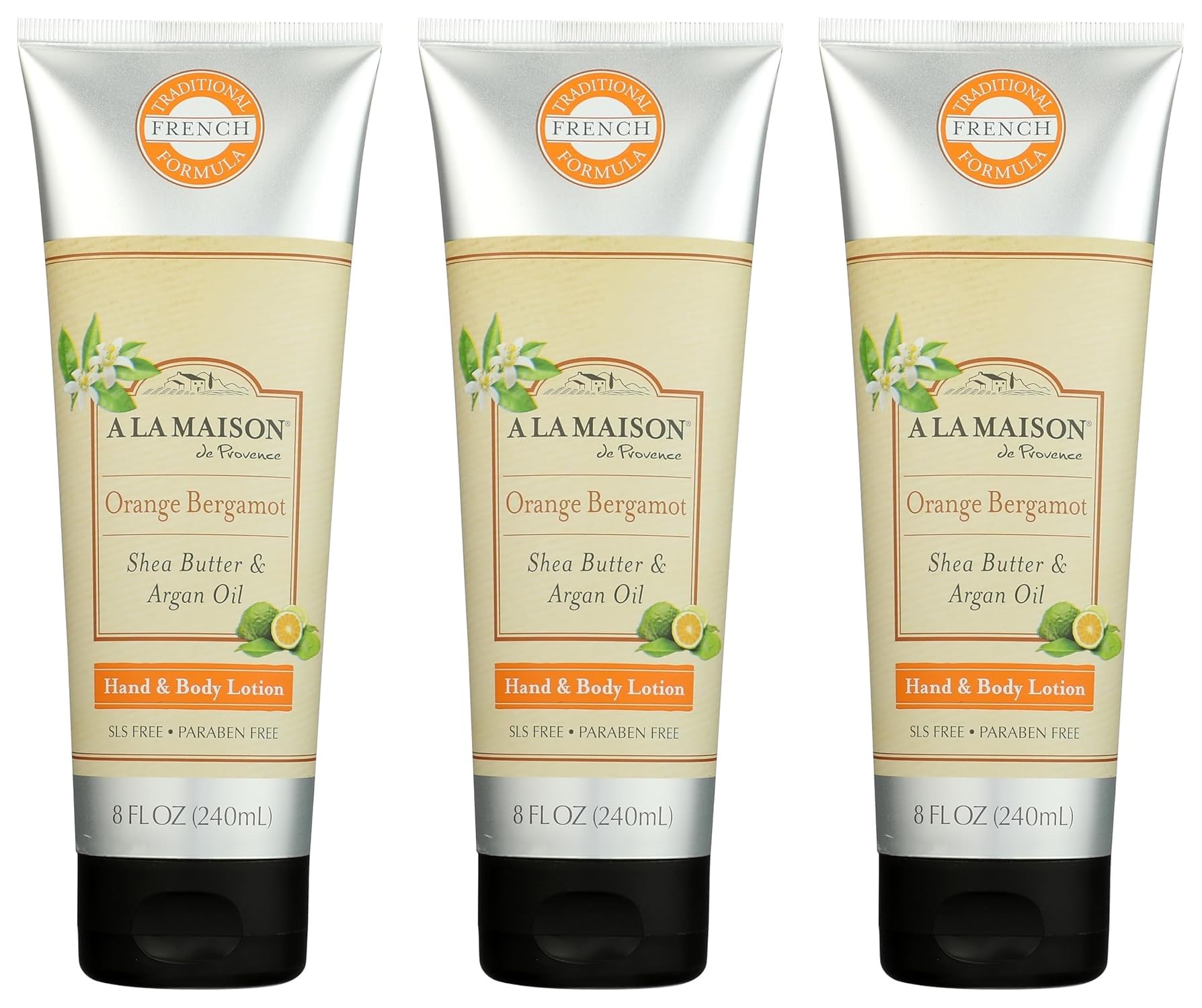 A La Maison Orange Bergamot Body Lotion bottle for hydrating skin with a light, non-greasy feel.