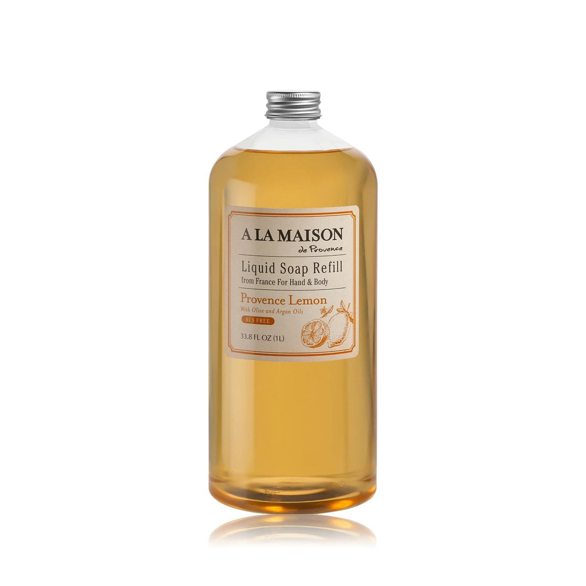A LA MAISON Provence Lemon refill bottle, eco-friendly packaging for gentle hand cleansing.