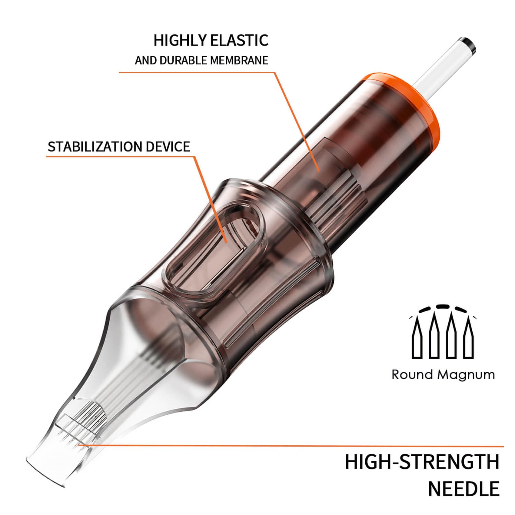 A-minusone transparent-tube cartridges allow easy ink level observation.
