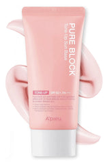 A'PIEU Pure Block Tone Up Sunscreen Base bottle front ready for makeup.