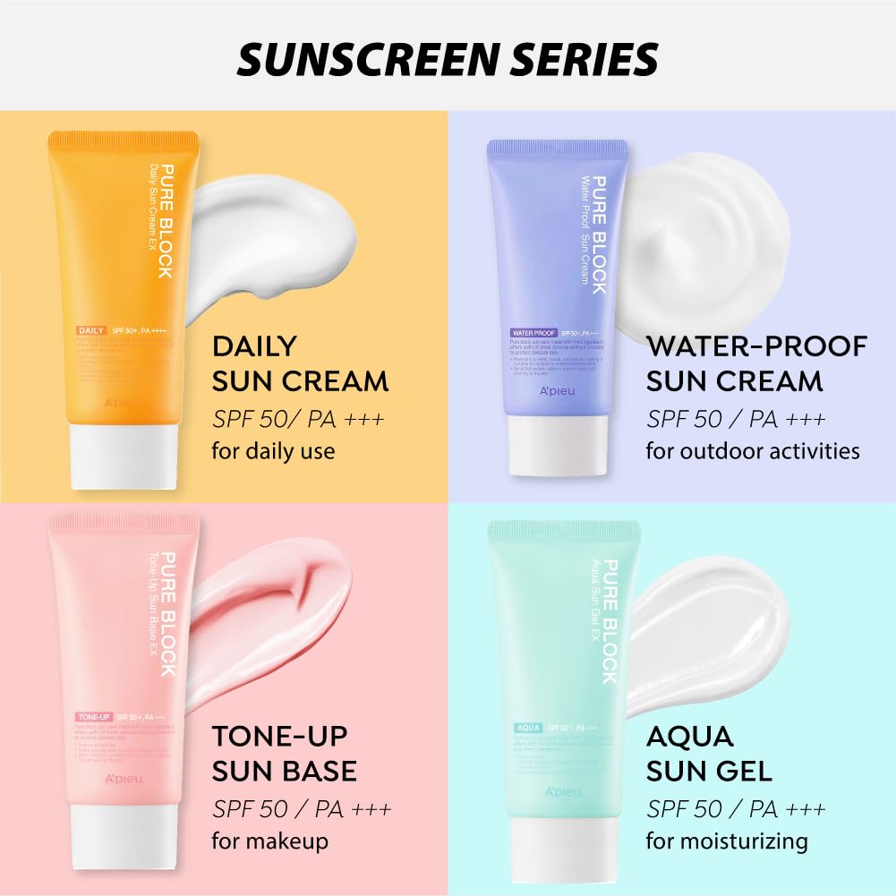 A'PIEU Pure Block Tone Up Sunscreen Base in-use swatch for natural glow.