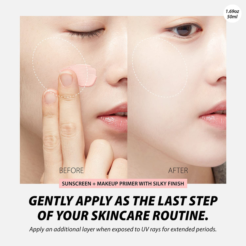 A'PIEU Pure Block Tone Up Sunscreen Base swatch showing creamy consistency.