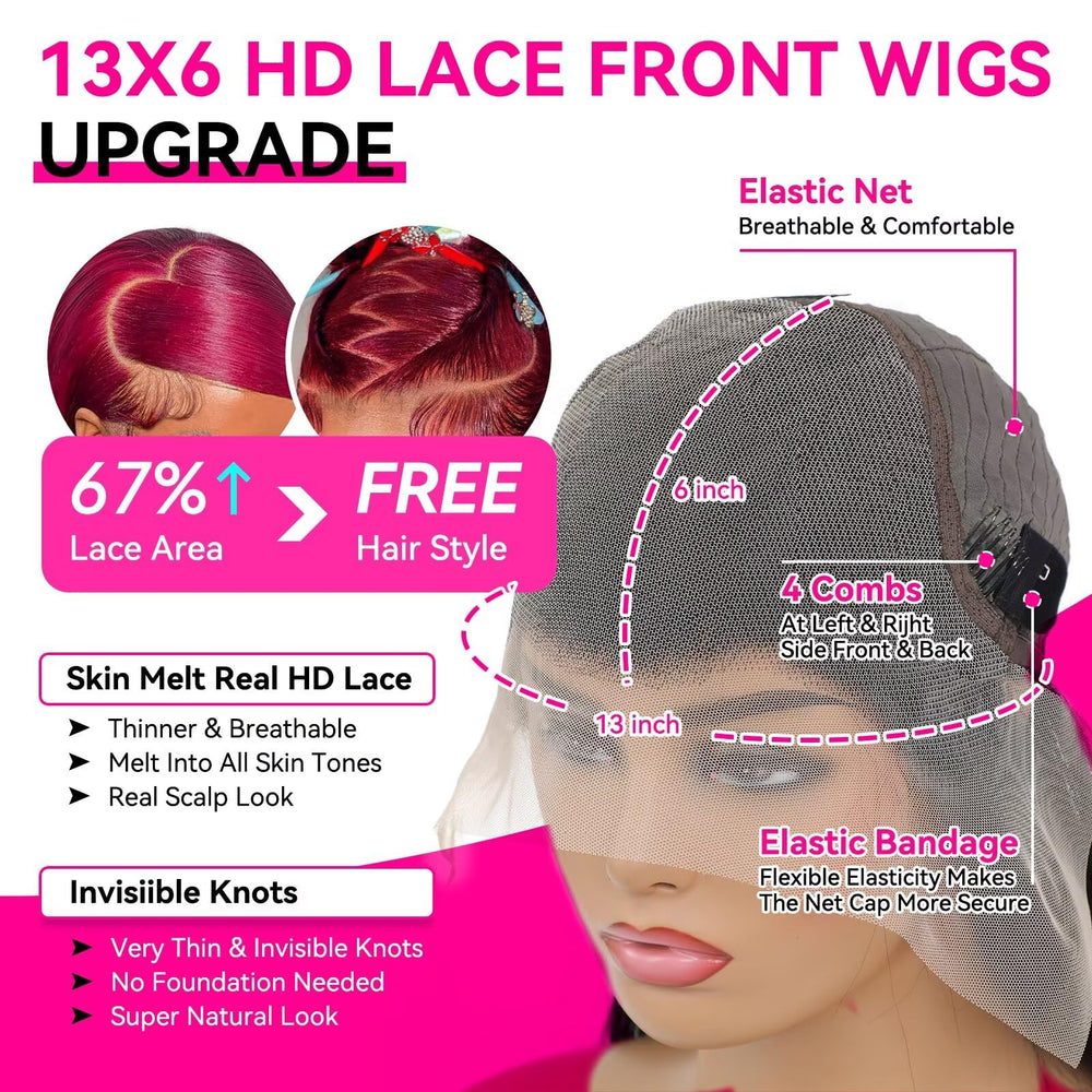 A8 Burgundy Wig 30 inch body wave shows dramatic length and movement