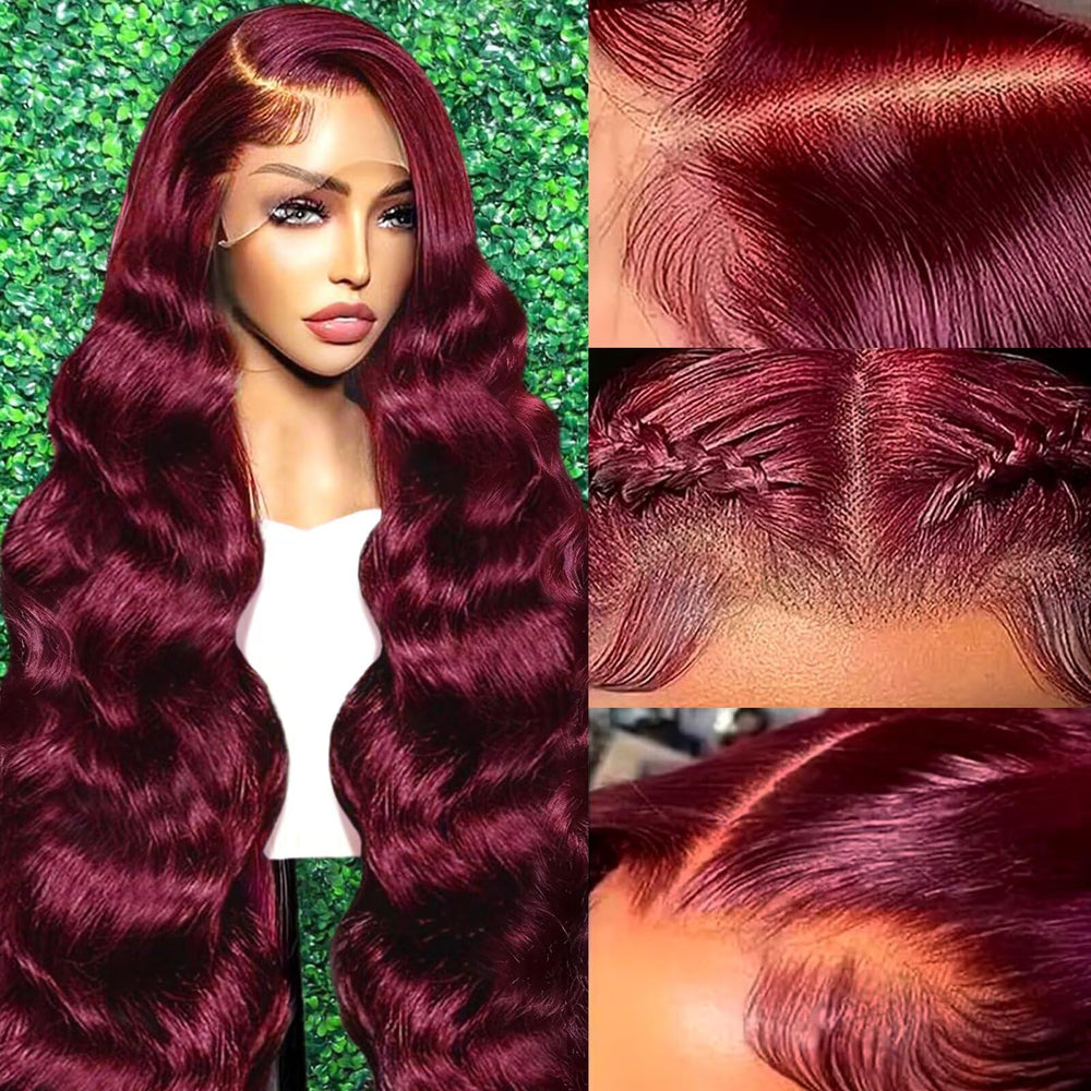 A8 Burgundy Wig with 99J front lace for seamless blending and natural parting