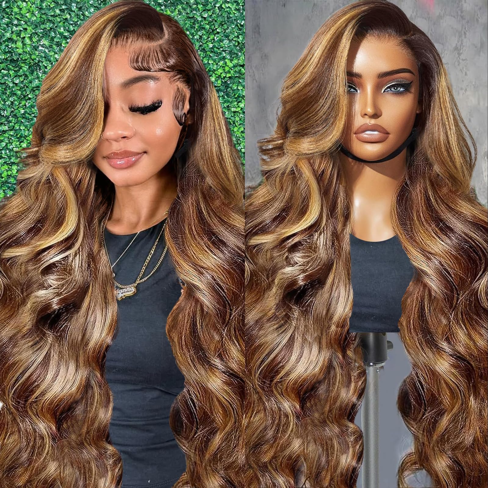 A8 Honey Blonde Wig with ombre body wave for natural, effortless styling.