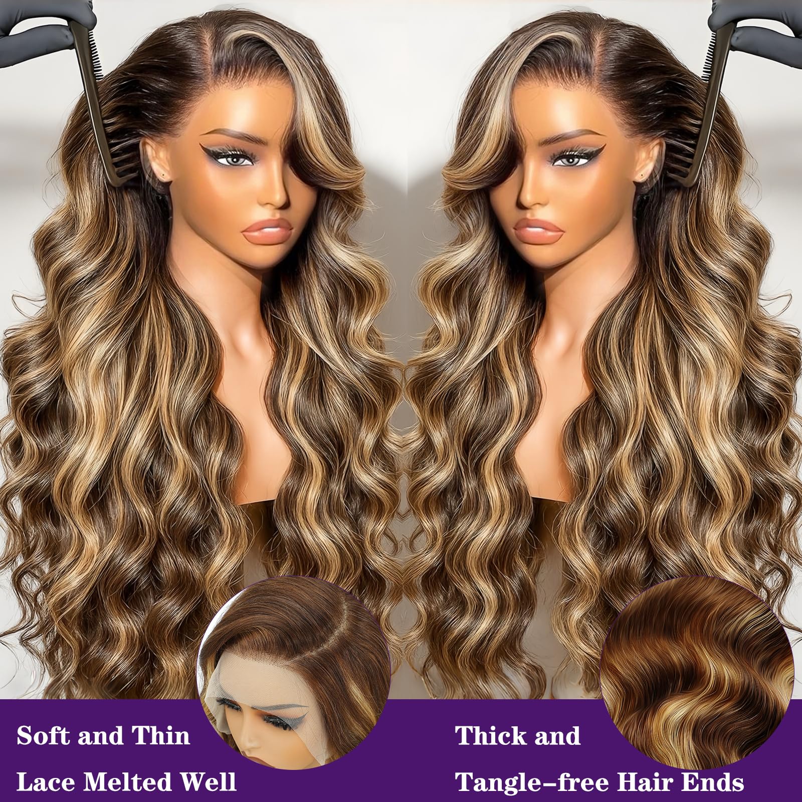 A8 pre-plucked hairline with baby hairs for a natural frame.