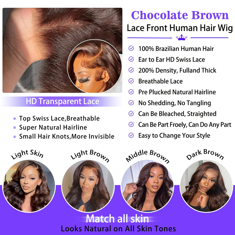 A8 pre-plucked brown wig hairline closeup showing natural growth from scalp look.