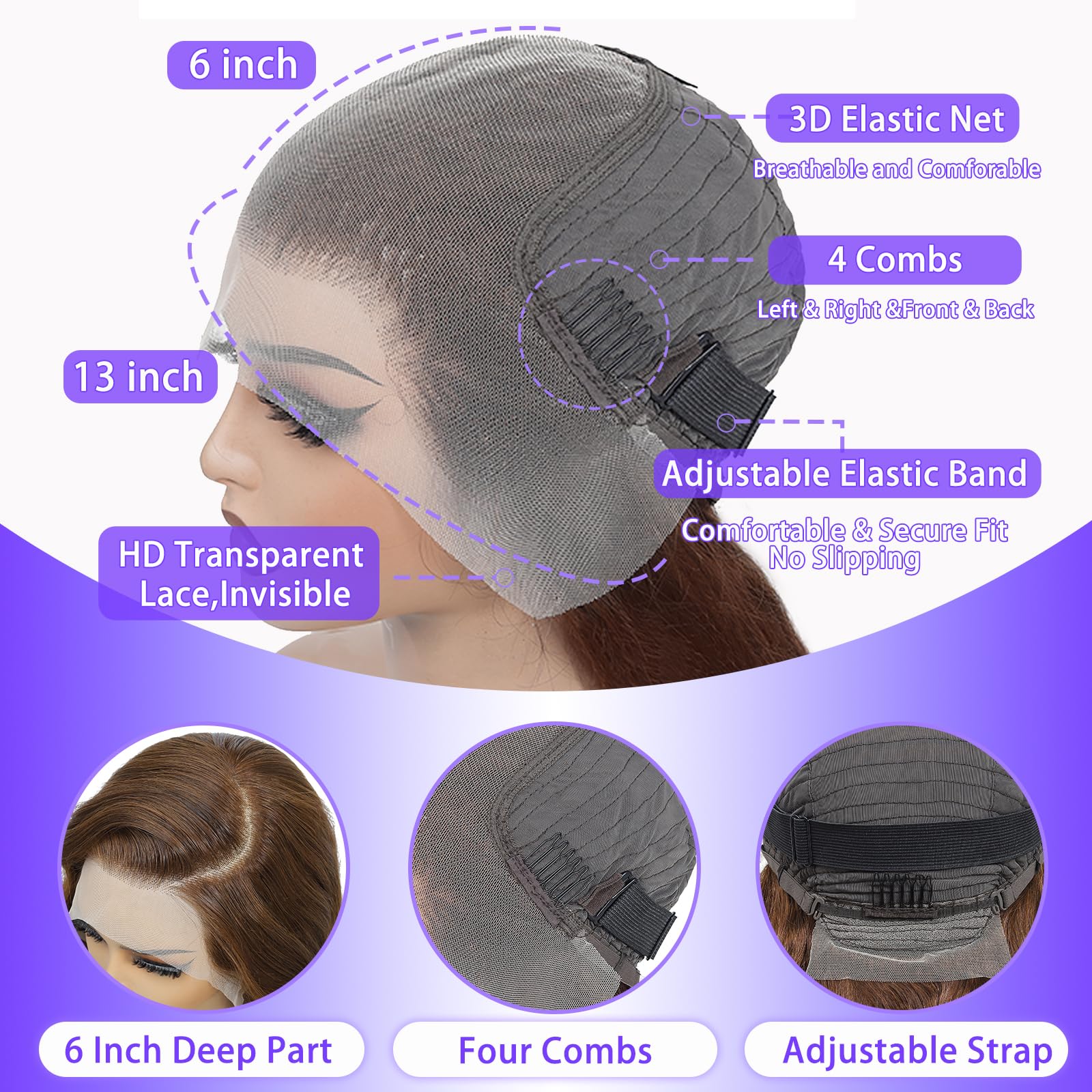 A8 versatile brown body wave wig suitable for photos, parties, and work.