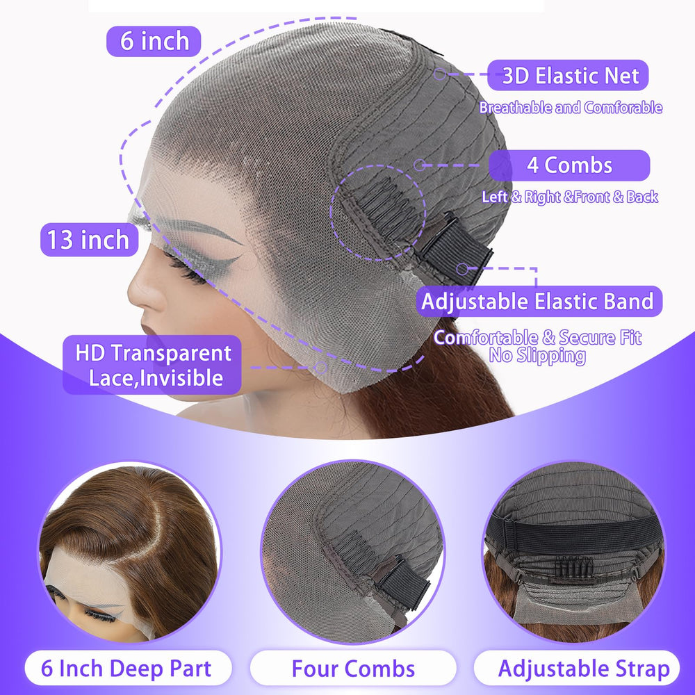 A8 versatile brown body wave wig suitable for photos, parties, and work.