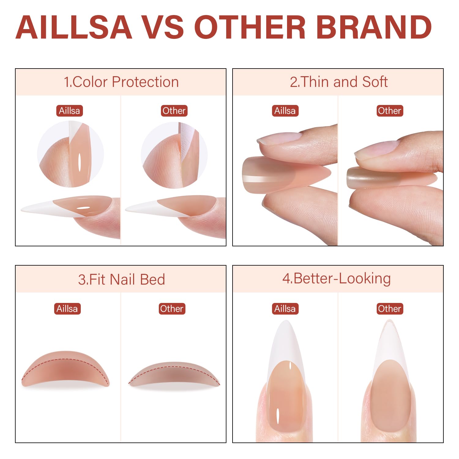 AILLSA 15 sizes with 12 tips each ensuring a precise fit.