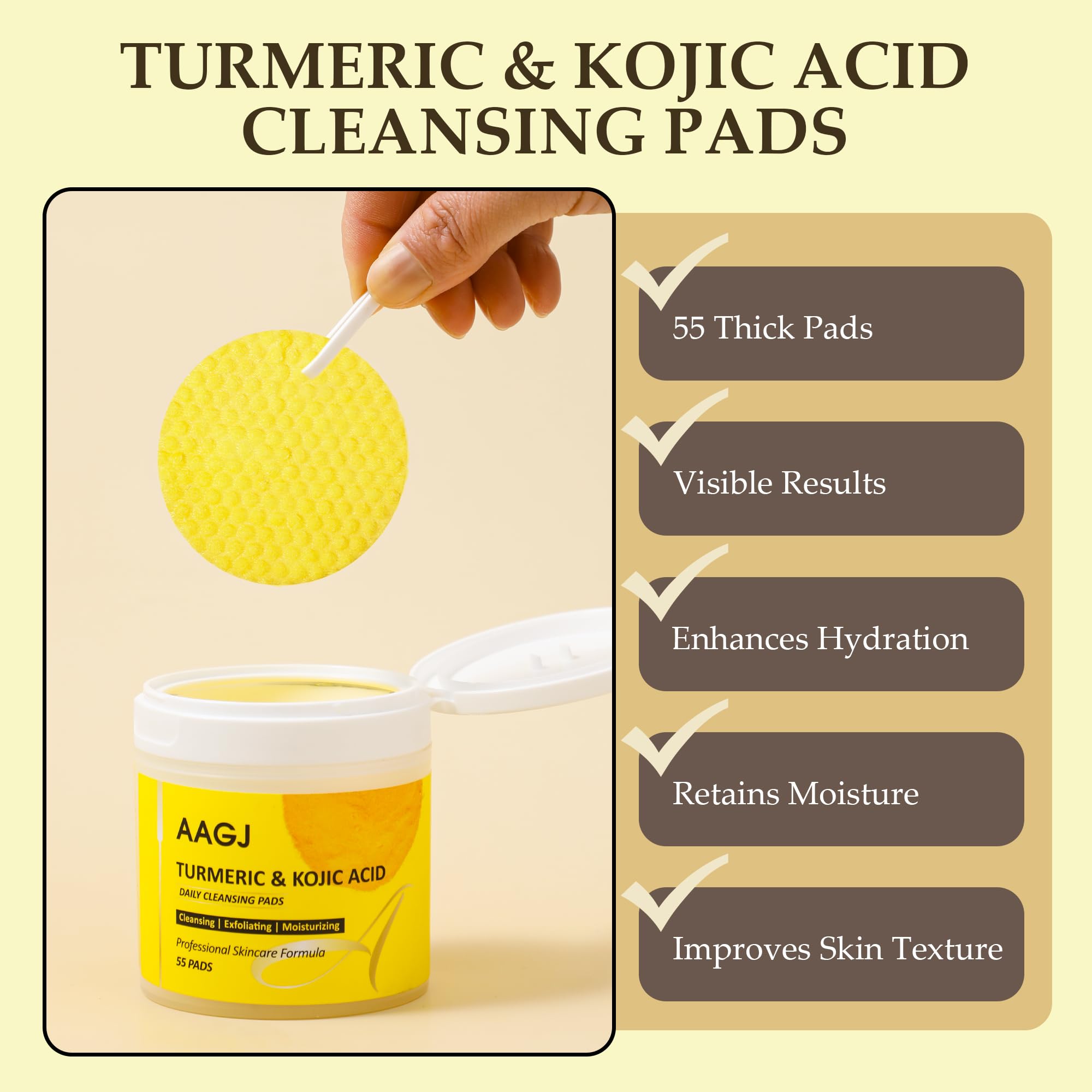 AAGJ Turmeric Kojic Acid Cleansing Pads great for daily routine use.