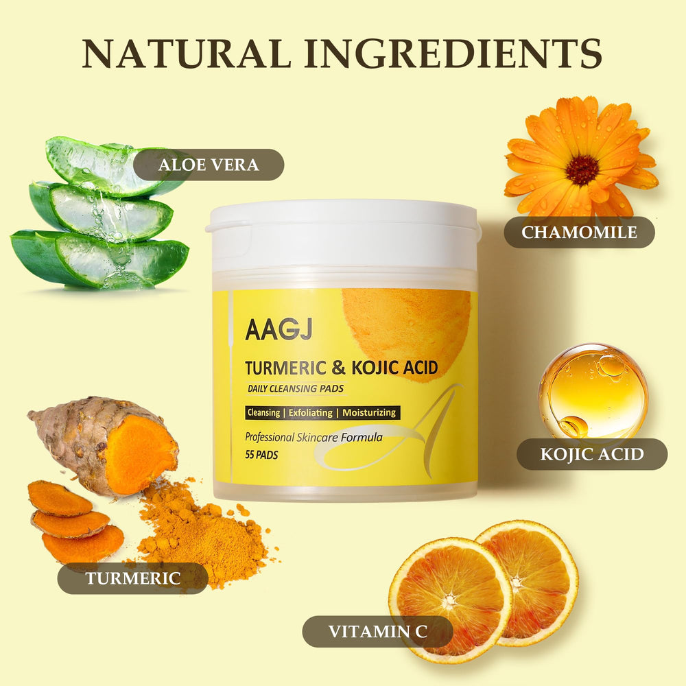 AAGJ Turmeric Kojic Acid pads exfoliating side closeup highlights texture.