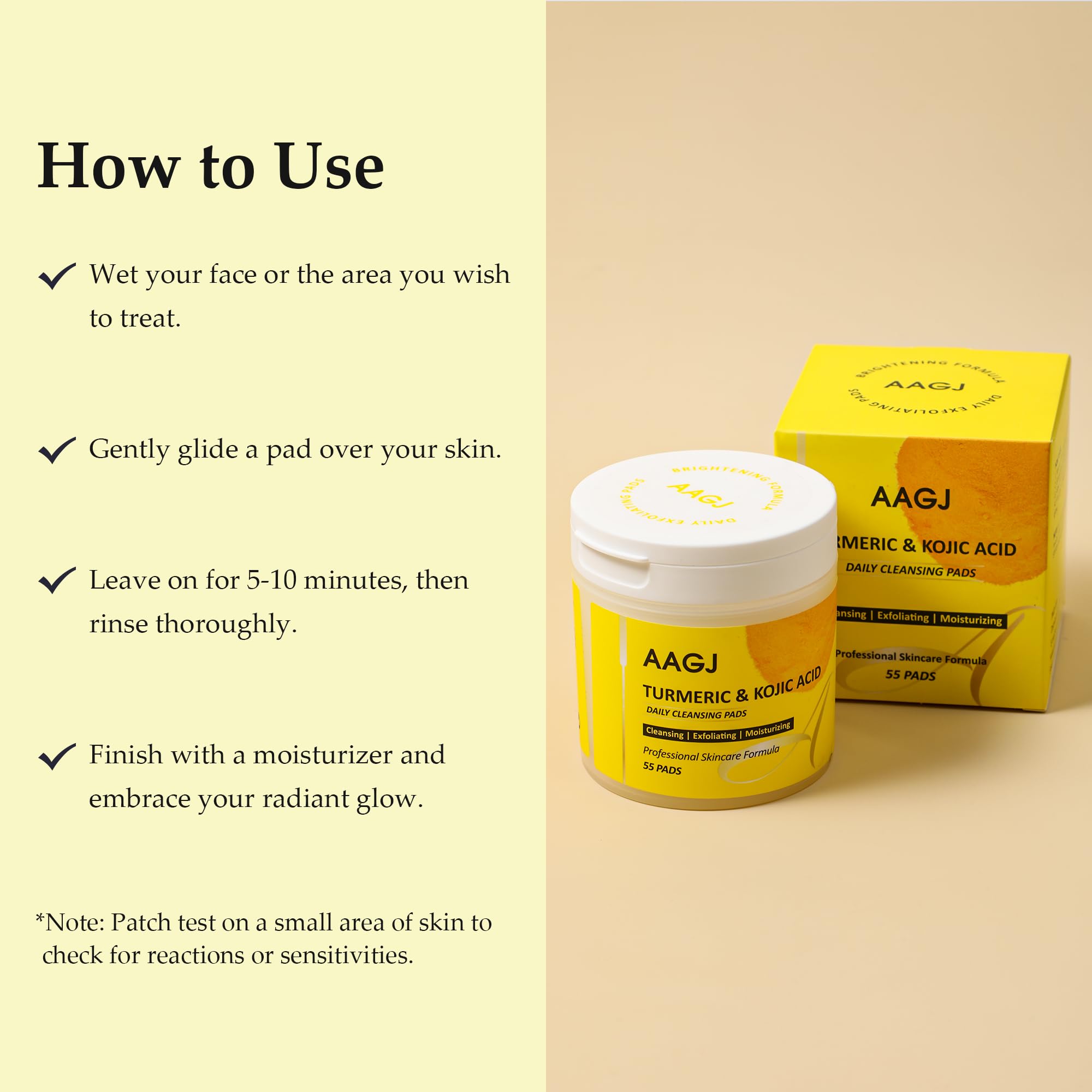 AAGJ Turmeric Kojic Acid Pads travel-friendly compact case image.