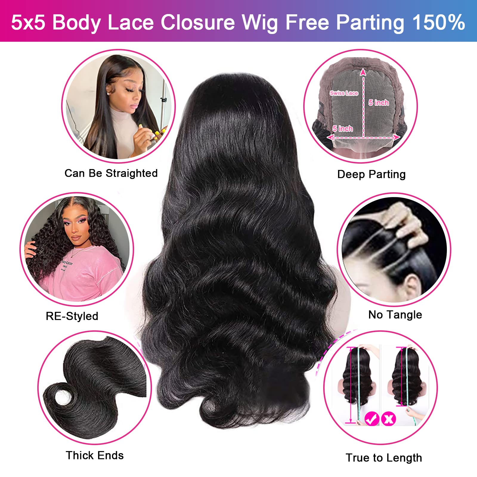 Aaliweya 5x5 HD lace closure wig baby hair close-up, natural hairline.