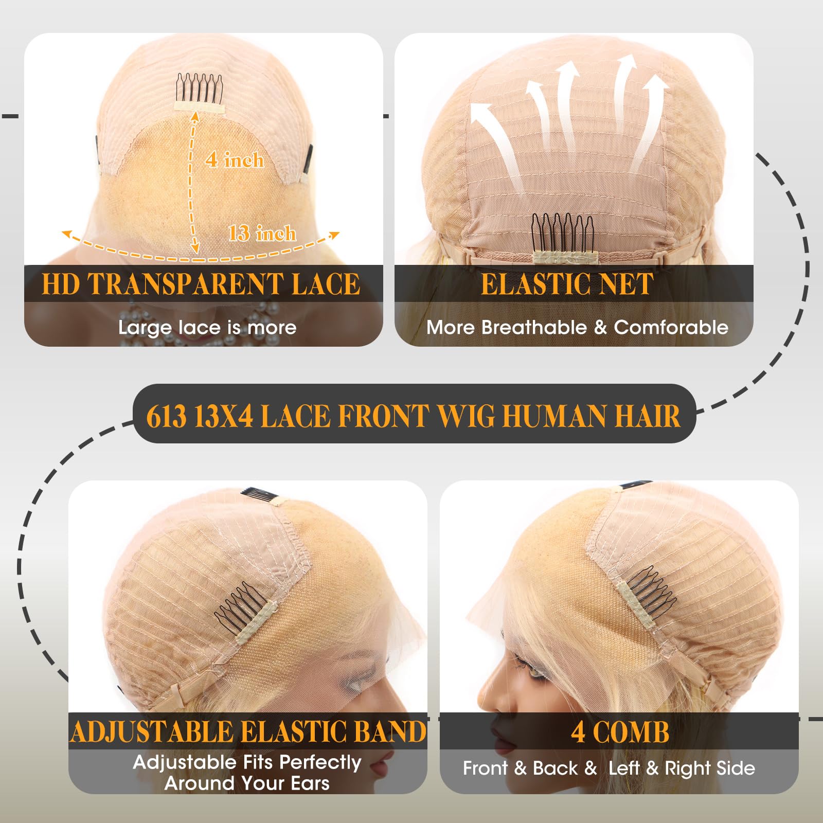 Aallinine 613 lace front wig HD lace close-up for transparent scalp appearance