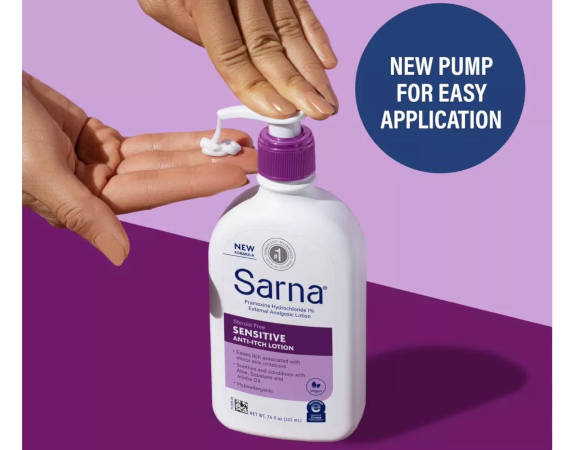 AB Sarna Sensitive Lotion in hand—easy, gentle daily application