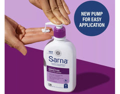 AB Sarna Sensitive Lotion in hand—easy, gentle daily application