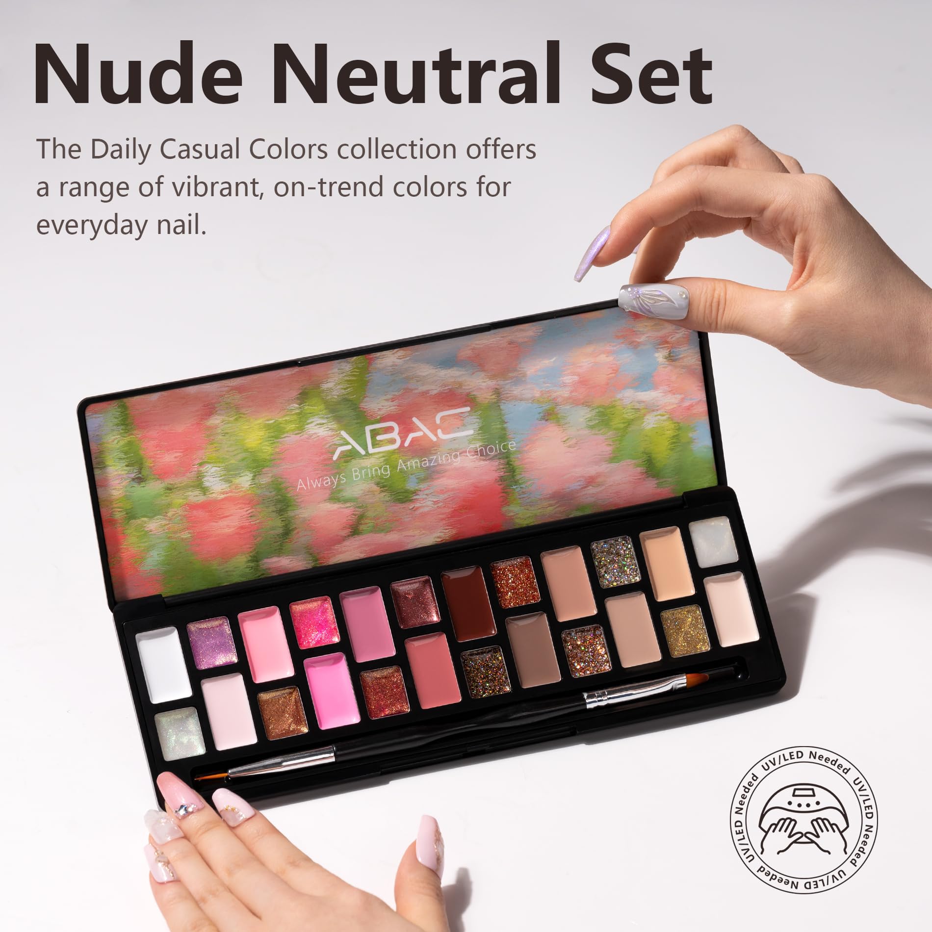 ABAC 24-color gel polish palette delivering rich pigments for bold looks