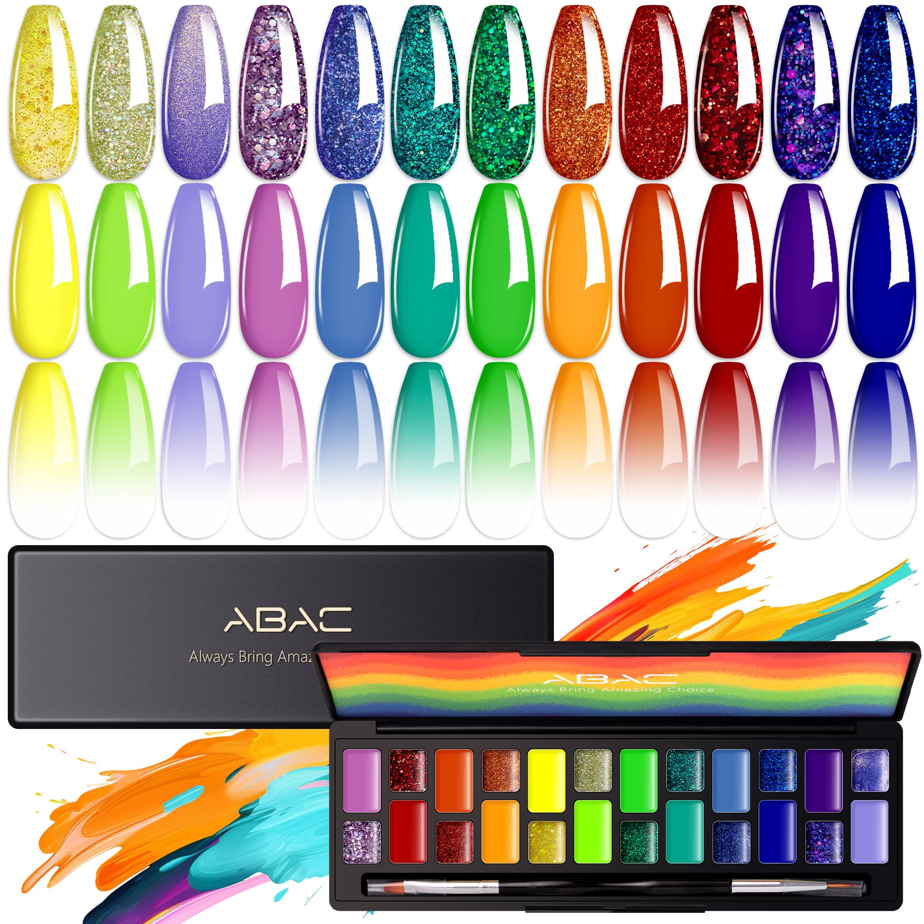 ABAC 24-color gel polish set in yellow ombre for vibrant at-home manicures
