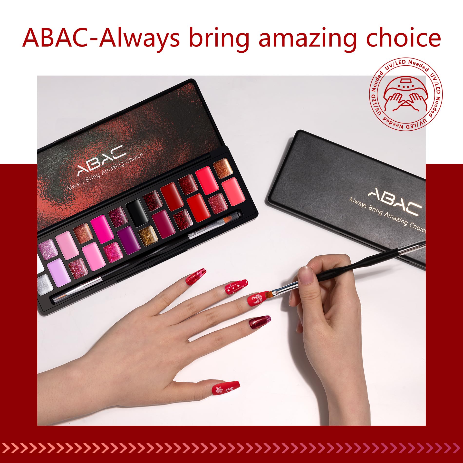 ABAC base coat, top coat, and brush washer sold separately.