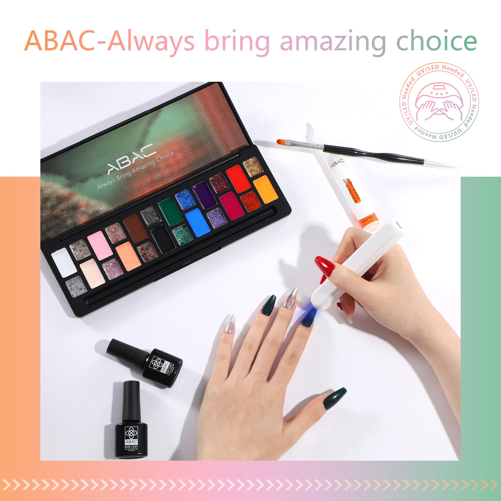 ABAC palette mixing with base and top coat prep for professional results.