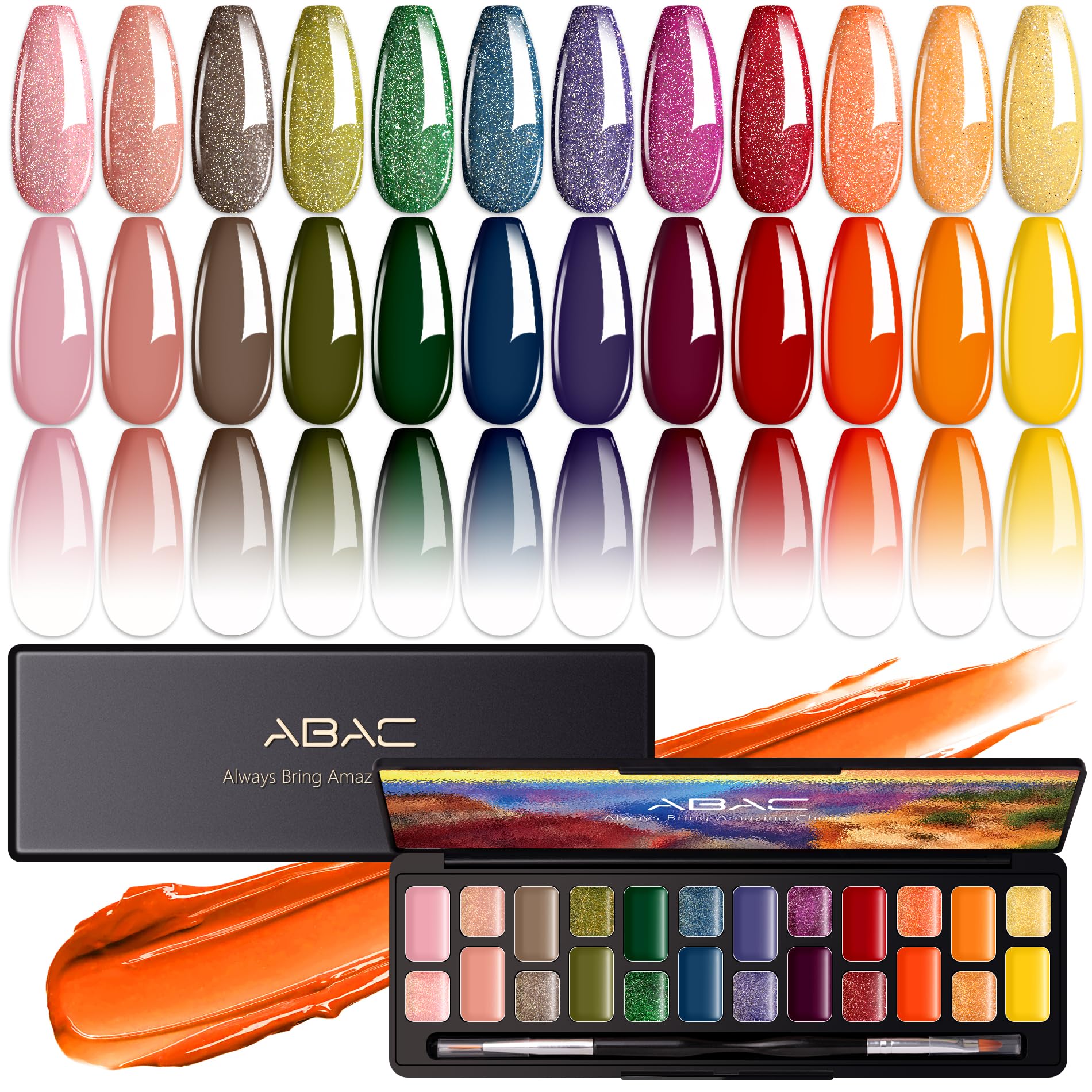 ABAC solid gel nail polish set palette with 24 colors for versatile gradients